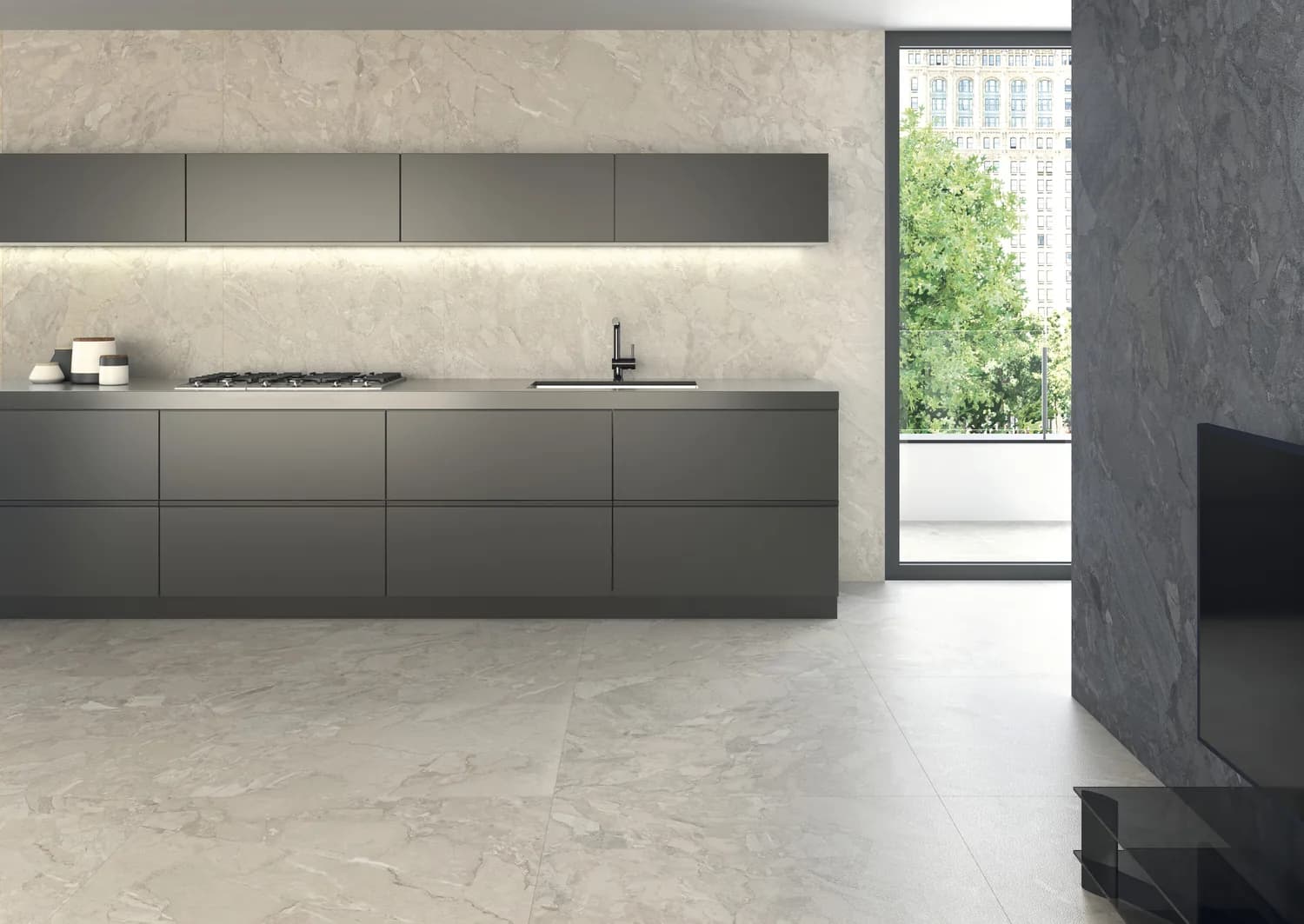 Carrelage effet pierre, béton ou marbre Kuartz 01 Ambiente Kuart — AZER Bain & Carrelage Rennes