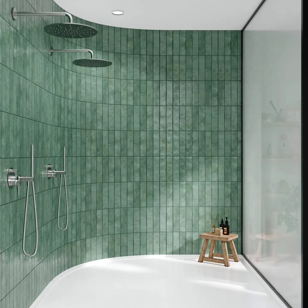 Faïence murale petit format Pf Plank Green Ok — AZER Bain & Carrelage Rennes