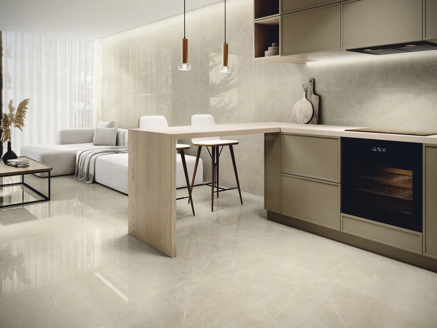 Marbre — Grand format effet marbre, pour un sol lumineux et luxueux.